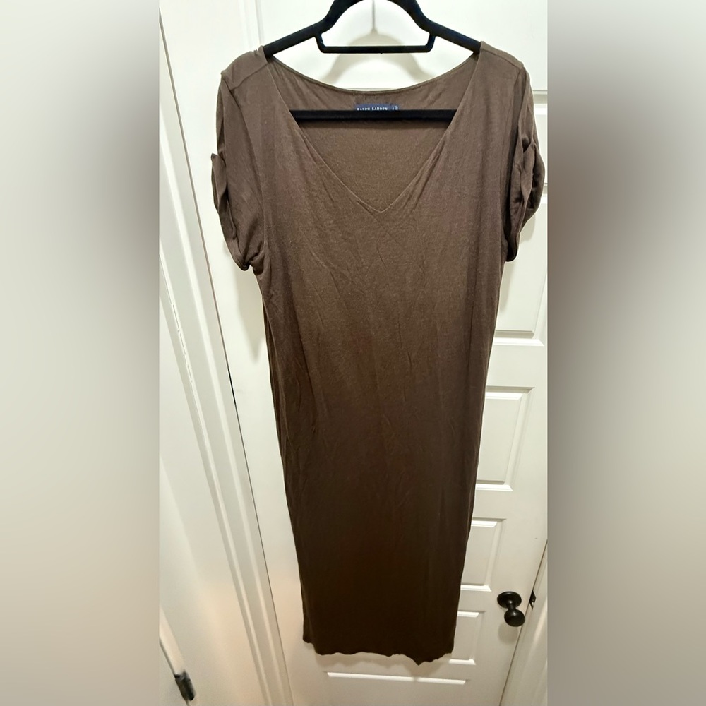 Ralph Lauren Blue Label. Brown Maxi Modal/Wool Dress. Size Large.